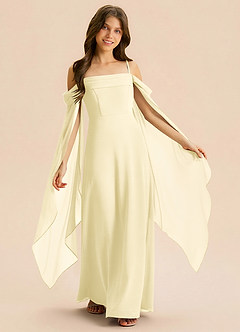 Azazie Moana Junior Linia A Pofałdowany Szyfon Długość podłogi Młodsza druhna Sukienka image1