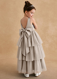 Azazie Megallie Robe Demoiselle D'honneur Fillette Robe Trapèze en Tulle Arc Givre image1