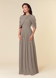 Azazie Olena Mother of the Bride Dresses Taupe A-Line Sequins Chiffon Dress image3