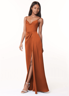 Azazie Brielle Brautjungfernkleider A-Linie Cowl-Spaghettiträger Stretch-Satin Kleid Kanel image3