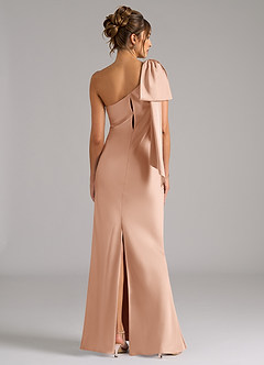 Azazie Capri Robes de demoiselle d'honneur Robe Sirène en Satin extensible Ue épaule Or Rose image2