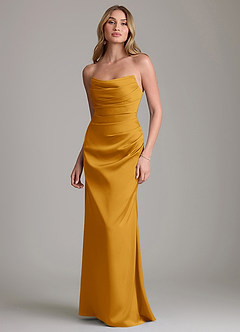 Azazie Lucille Vestidos de damas de honor Vestido de Caramelo de Satén Elástico de Corte Sirena Convertible con Sin tirantes image1