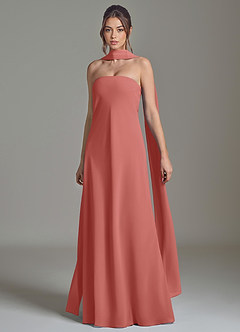 Azazie Ilana Vestidos de damas de honor Vestido de Rosa Antigua de Gasa de Corte en A con Sin tirantes image3