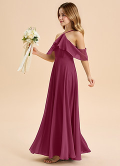 Azazie Tessabelle Junior Mulberry A-Line Off the Shoulder Chiffon Dress image3