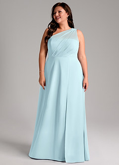 Azazie Phaedra Bridesmaid Dresses Cloud Blue A-Line One Shoulder Chiffon Dress image14