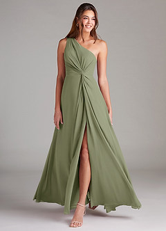Azazie Brooke Jurken voor bruidsmeisjes Jurk van Chiffon met A-Lijn One-Shoulder Pistache image3