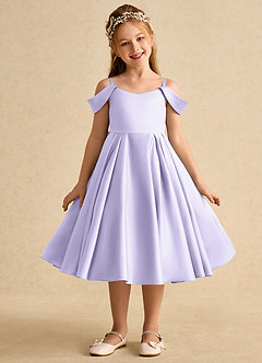 Azazie Favia vestidos de niña de las flores Vestido de Lila de Satin Mate de Corte En A con Vestidos sin tirantes image2