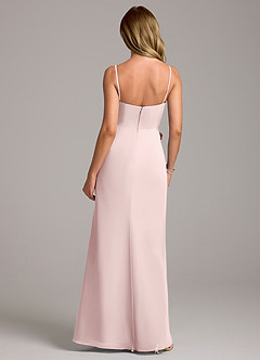 Azazie Tahlia Bridesmaid Dresses Blushing Pink A-Line with Belt Chiffon Dress image7