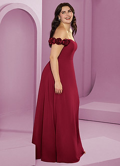 Barbie ♥ Azazie Bridesmaid Dresses Burgundy A-Line Off the Shoulder Chiffon Convertible Dress image15