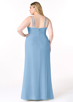 Azazie Leo Bridesmaid Dresses Powder Blue Mermaid V-Neck Pleated Chiffon Dress image8