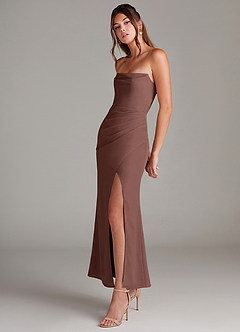 Azazie Leonis Bridesmaid Dresses Espresso Mermaid Strapless Chiffon Convertible Dress image3