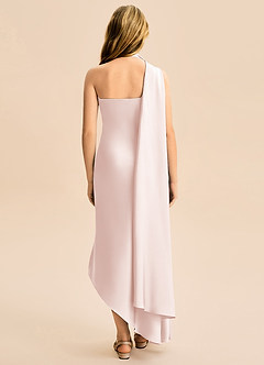 Azazie Briony Junior Etui Plissee Stretch-Satin Kleid Zartrosa image2