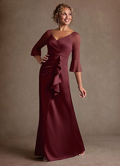 Azazie Nampa Mother of the Bride Dresses Cabernet Sheath Pleated Mesh Dress image2