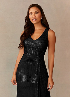 Azazie Pasadena Mother of the Bride Dresses Black Sheath Sequins Dress image4