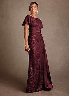 Azazie Harrison Moeder van de bruid jurken Zeemeermin Jurk van Kant Geplooid Cabernet image4