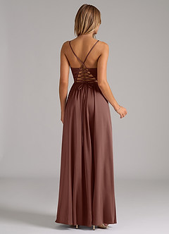 Azazie Aaida Robes de demoiselle d'honneur Robe Trapèze en Satin extensible Corset Expresso image6