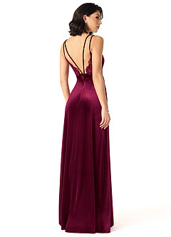 Azazie Hapa Vestidos de damas de honor Vestido de Cabernet de terciopelo de Corte en A con Encaje image2