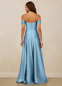 Christian Siriano Bridal for Azazie 1002 Brautjungfernkleider Wandelbar A-Linie Schulterfrei Stretch-Satin Kleid Stahlblau image6