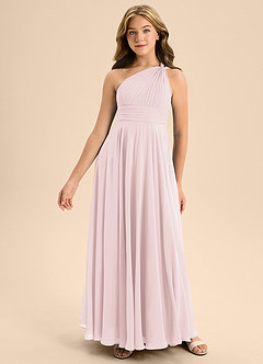 Azazie Charlize Junior Blushing Pink A-Line Pleated Chiffon Dress image3