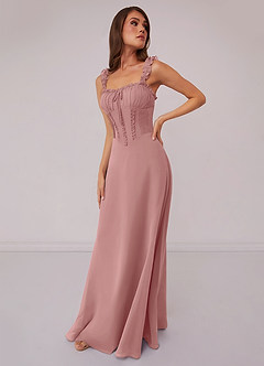 Barbie ♥ Azazie Bridesmaid Dresses Dusty Rose A-Line Sweetheart Neckline Chiffon Dress image1