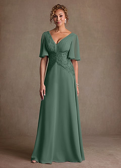 Azazie Milliat Suknie dla Matki Panny Młodej Linia A Koronka Szyfon Długość podłogi Sukienka image4