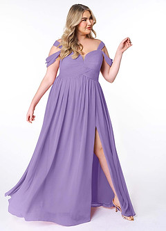 Azazie Lianne Bridesmaid Dresses Tahiti A-Line Off the Shoulder Chiffon Dress image11