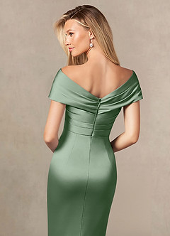 Azazie Ludlow Mother of the Bride Dresses Matcha Mermaid Pleated Stretch Satin Dress image5