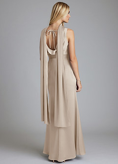 Azazie Tallie Bridesmaid Dresses Frost Mermaid Pleated Stretch Satin Dress image4