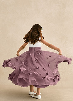 Azazie Vi Flower Girl Dresses Vintage Mauve A-Line Sleeveless Tulle Dress image3