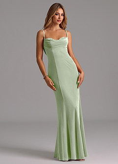 Azazie Karryn Bridesmaid Dresses Dusty Sage Mermaid Corset Velvet Dress image1