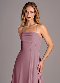 Azazie Carolyn Bridesmaid Dresses Vintage Mauve A-Line Pleated Chiffon Dress image2