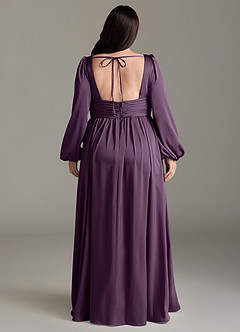 Azazie Norah Bridesmaid Dresses Plum A-Line Stretch Satin Dress image8