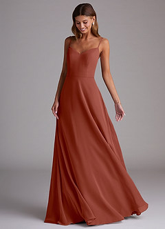 Azazie Marley Bridesmaid Dresses Auburn A-Line Off the Shoulder Chiffon Convertible Dress image5