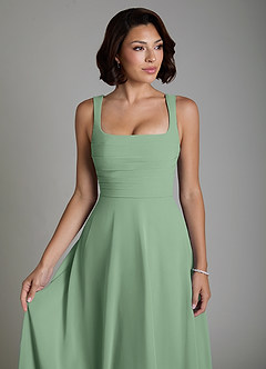 Azazie Azaria Bridesmaid Dresses Matcha A-Line Corset Chiffon Dress image3