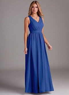 Azazie Kingsley Bridesmaid Dresses Royal Blue A-Line Lace Chiffon Dress image5