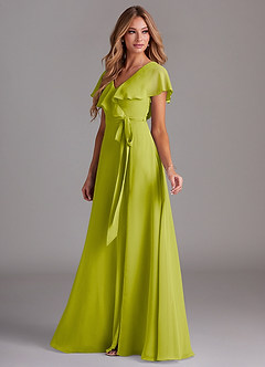 Azazie Lainey Brautjungfernkleider A-Linie mit Taschen Chiffon Kleid Zitronengras image5