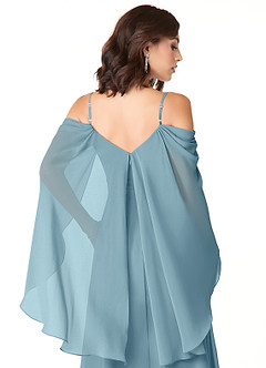 Azazie Cienna Abiti da Damigella Abito A-Line in Chiffon a Spalla Scoperta Blu Lunatico image3