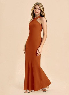 Azazie Doretta Junior Robe Fourreau en Mousseline de soie Plissée Paprika image4