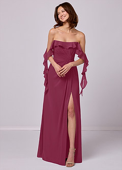 Barbie ♥ Azazie Bridesmaid Dresses Mulberry A-Line Off the Shoulder Chiffon Convertible Dress image4