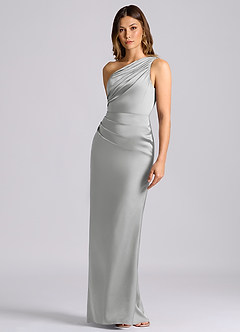 Azazie Akilah 신부 들러리 드레스 인어 한쪽 어깨 스트레치 새틴 바닥 길이 드레스 image6