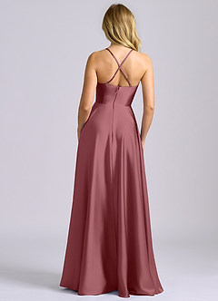 Azazie Truce Bridesmaid Dresses Desert Rose A-Line Stretch Satin Dress image2