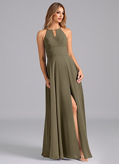 Azazie Denver Vestidos de madrinha de casamento Vestido Salgueiro Verde de Chiffon de Linha A com Plissado image5