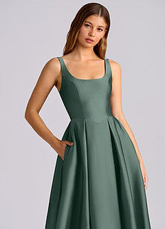 Azazie Amalie Brautjungfernkleider A-Linie Plissee Stretch-Satin Kleid Seemoos image2