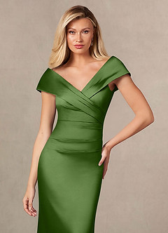 Azazie Ludlow Mother of the Bride Dresses Basil Mermaid Pleated Stretch Satin Dress image6