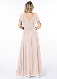 Azazie Zella Bridesmaid Dresses Rose Petal A-Line Lace Chiffon Dress image2