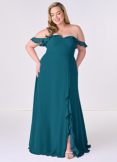 Barbie ♥ Azazie Bridesmaid Dresses Ink Blue A-Line Off the Shoulder Chiffon Convertible Dress image6