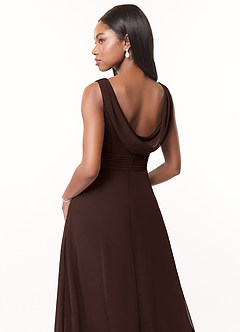 Azazie Karina Bridesmaid Dresses Ganache A-Line Pleated Chiffon Dress image4