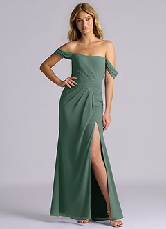 Azazie Heidi Bridesmaid Dresses Sea Moss Mermaid Corset Chiffon Dress image1