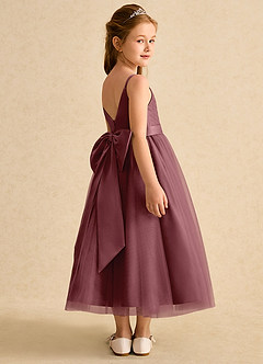 Azazie Patootie vestidos de niña de las flores Vestido de Rosa Del Desierto de Tul de Corte En A con Tirante Espagueti image2