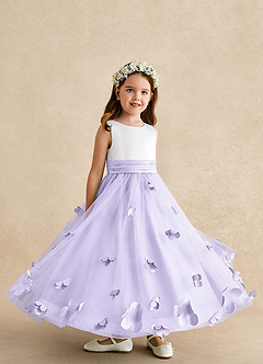 Azazie Vi vestidos de niña de las flores Vestido de Lila de Tul de Corte En A con Sin mangas image8